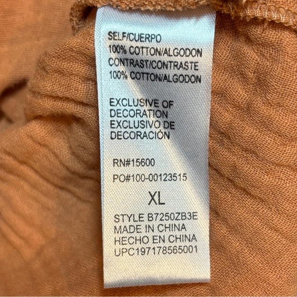 Democracy Above Elbow Bubble Sleeve Square Crochet Neck Woven Top Sz  XL - Picture 12 of 12